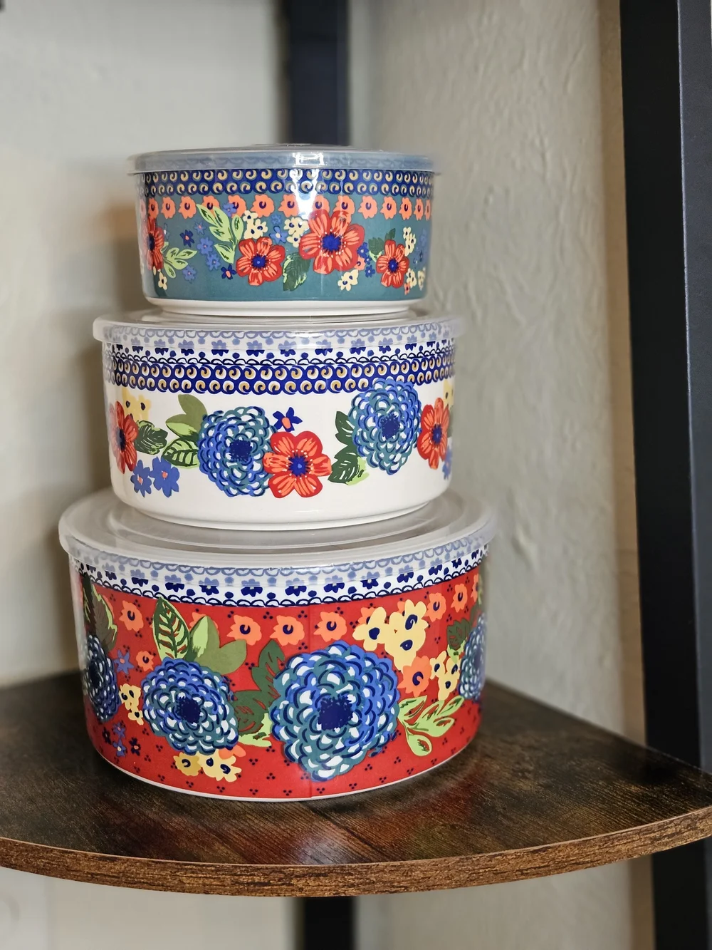 The Pioneer Woman Floral Nesting Food Storage Bowls -Dazzling Dahlias